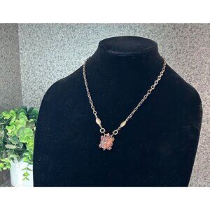 Vintage Jan Michaels San Francisco Handcrafted Carved Wood Turtle Necklace 20”